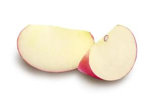 frischer halber Apfel isoliert auf weißem Hintergrund mit Beschneidungspfad. foto