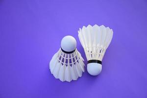 Isolierte weiße cremefarbene Badminton-Federballfeder, für Badmintonsport. foto