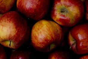 Apfel Hintergrund von leicht verdorbenen Äpfeln, Nahaufnahme. foto