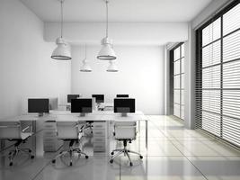 moderne Büroeinrichtung in der weißen 3D-Wiedergabe