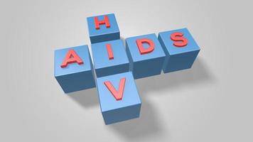 Aids-HIV-Zeichen in roten 3D-Würfeln isoliert auf weißem Hintergrund foto