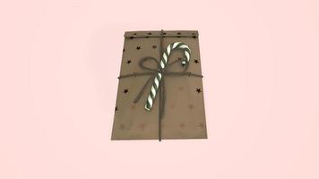 3D-Rendering Weihnachten und Neujahr, blaue Geschenkbox auf rosa Hintergrund foto