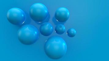 3D-Render blauer Kugelhintergrund. 3D-Objekte geometrische Form