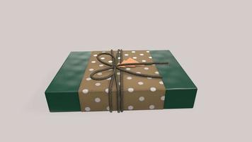 3D-Rendering Weihnachten und Neujahr, Geschenkbox mit Schleife auf rosa Hintergrund foto