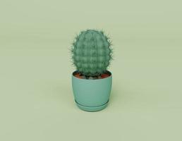 3D-Darstellung von Kaktustopf isoliert auf pastellfarbenem Hintergrund, 3D-Hintergrund minimale Szene foto