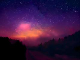 Nachtlandschaft Berg und Milchstraße Hintergrund unsere Galaxie, Langzeitbelichtung, schwaches Licht foto