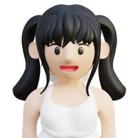3D-Rendering Schönes Twintail-haariges Cartoon-Mädchen mit weißem Kleid