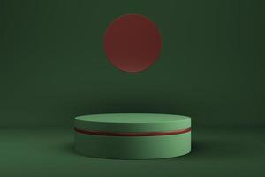 abstrakter minimaler hintergrund. Grünes zylindrisches Podium mit geometrischer Form für die Produktpräsentation foto