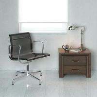 Luxus Büro schwarzer Sessel in weißer Innenarchitektur mit Dekor