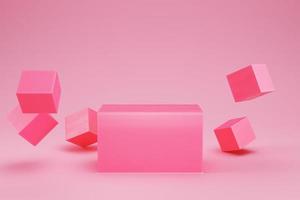 rosa rechteckiger Sockel mit kastenförmiger Geometrie für die Produktpräsentation foto