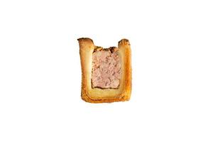 Pastete Croute Fleisch im Teig Schweinefleisch, Rindfleisch, Hähnchen Französisches Essen frisch gesunde Mahlzeit Lebensmittel Snack Diät auf dem Tisch Kopie Raum Lebensmittel Hintergrund rustikal Draufsicht foto