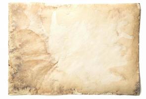 altes papier vintage gealtert oder textur auf weißem hintergrund foto