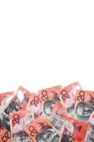 australische zwanzig Dollar ($ 20) Banknoten auf einem weißen Hintergrund