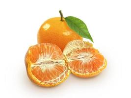 Mandarine oder Mandarinenfrucht lokalisiert auf weißem Hintergrund foto