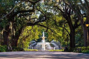 berühmter historischer forsyth-brunnen in savannah, georgia foto