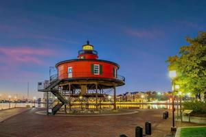 sieben-Fuß-Knoll-Leuchtturm im inneren Hafen von Baltimore, Maryland, USA foto