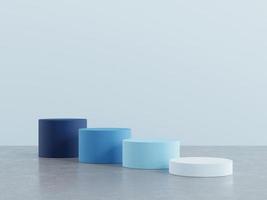 Sockel mit geometrischer Form für die Produktpräsentation mit hellblauem Hintergrund. 3D-Rendering. foto