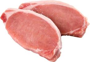 rohes Fleisch Schweinefilet isoliert auf weißem Hintergrund foto