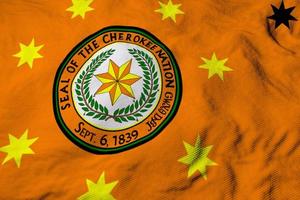 Cherokee-Nationsflagge in 3D-Darstellung foto