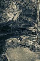 blau türkis wasser kalkstein höhle doline cenote tajma ha mexiko. foto