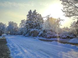 verschneiten winter schnee und eis landschaft panorama bremerhaven deutschland. foto