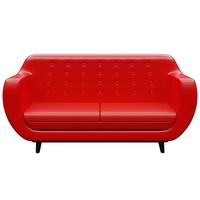3D-Darstellung eines roten Sofas im Retro-Stil der 60er Jahre auf weißem Hintergrund