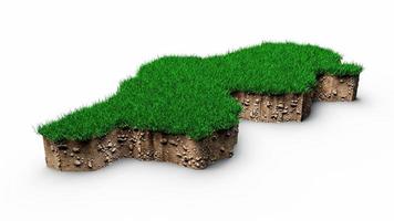 tunesien karte boden land geologie querschnitt mit grünem gras und felsen bodentextur 3d illustration foto