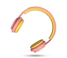 Kopfhörer Kopfhörer 3D-Symbol. Audio-Headset mit rosa Akzenten. 3D-Funkkopfhörer im minimalistischen Stil. Musik-Gadget hören. Audio-Musikinstrumente. 3D-Darstellung. foto