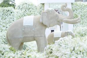 Weiße Elefanten werden bei Blumenausstellungen gezeigt. foto