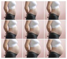 neun Monate Schwangerschaft mit dem Wachstum des ungeborenen Kindes foto