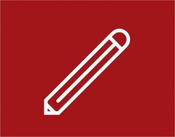 Bleistiftsymbol in rotem Bild, Illustration eines Bleistifts in Weiß auf rotem Hintergrund, ein Stiftdesign auf rotem Hintergrund foto