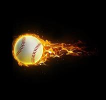 Baseball, in Brand auf schwarzem Hintergrund foto