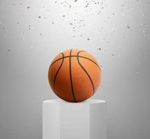 Basketball-Ausstellung zeigt, Scheinwerfer beleuchtet Sockel. design für banner, plakat der nationenmeisterschaft foto