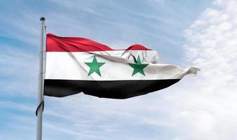 3D-Darstellung einer syrischen Flagge - realistische wehende Stoffflagge.. foto