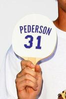 Los Angeles, 30. Juli - Joc Pederson bei Clayton Kershaws 3. jährlichem Ping-Pong-4-Zweck im Dodger Stadium am 30. Juli 2015 in Los Angeles, ca foto