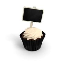 Alles Gute zum Geburtstag Cupcake mit Tafelschild auf Weiß foto