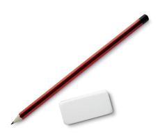 Stift und Radiergummi auf Weiß