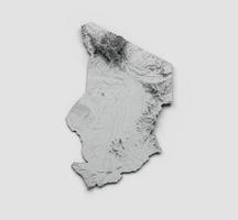 tschad-karte schattierte relieffarbe höhenkarte auf dem meerblauen hintergrund 3d-illustration foto