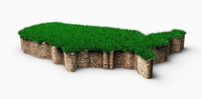 usa karte boden land geologie querschnitt mit grünem gras und felsen bodentextur 3d illustration foto