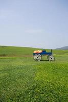 Wagen voller Kürbisse auf dem Bauernhof foto