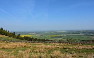 Steinmauer, die die Landschaft im Norden Englands teilt foto