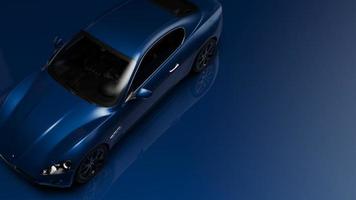 auto blau. 3D-Darstellung von Fahrzeugfragmenten auf blauem Hintergrund. foto