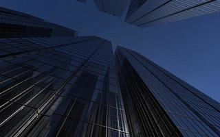moderne Hochhäuser gegen den Himmel. 3D-Darstellung zum Thema Geschäftserfolg und Technologie foto