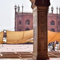 architektonisches detail der jama masjid moschee, alt-delhi, indien, die spektakuläre architektur der großen freitagsmoschee jama masjid in delhi 6 während der ramzan-saison, die wichtigste moschee in indien foto