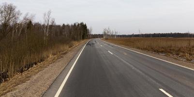 Asphaltstraße und Wald foto