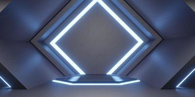 neonpodium technologie tunnel laserlicht durchgang neonlicht 3d illustration foto