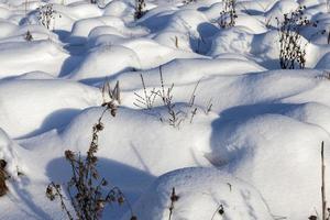 Hügel im Sumpf große Verwehungen nach Schneefällen foto