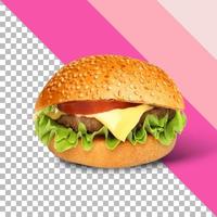 frischer leckerer Burger auf transparentem Hintergrund isoliert. foto