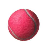 Rosafarbener Tennisball getrennt auf Weiß foto