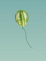 Wassermelonenballon, der auf pastellblauem Hintergrund schwimmt. lustiges sommerkonzept. lebensmittel- und obstkonzept. minimale idee kreatives konzept. foto